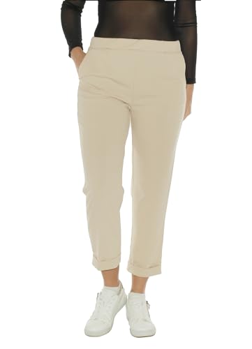 YESET Chino Stretch Capri 7/8 Hose Taschen gerade Schlupfhose Stretchhose YPMCCT2183 beige 38-L von YESET
