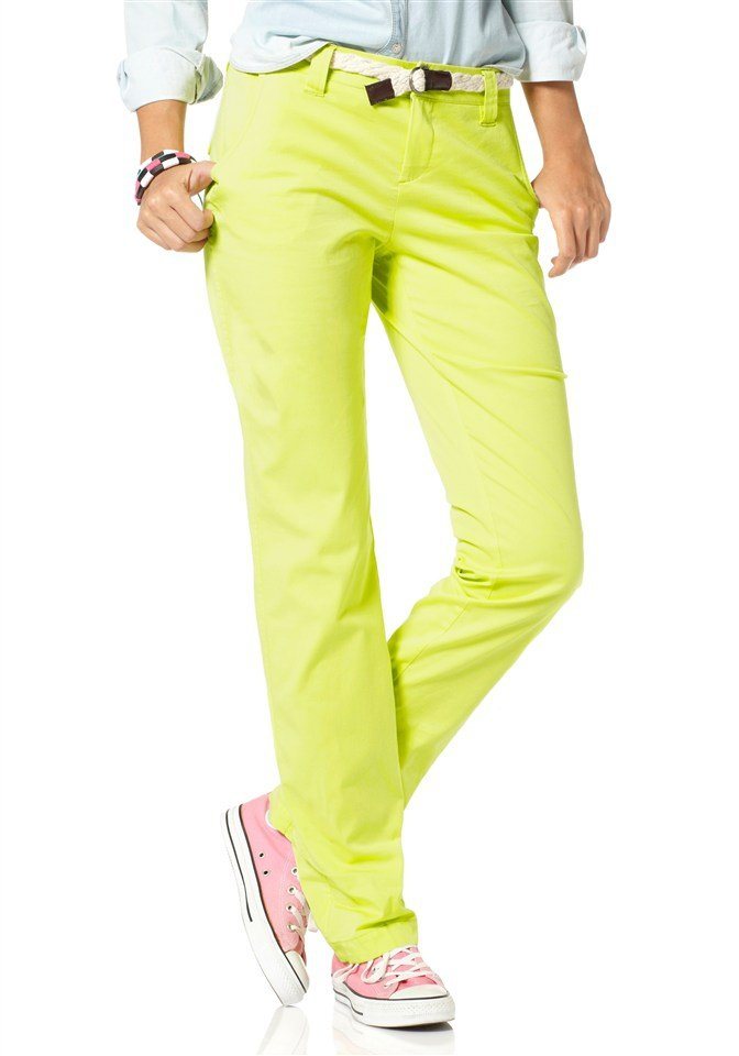 YESET Chinohose Damen Chinohose inkl. Gürtel Hose Chino Stretch neongelb 477376 YESET Chinohose Damen Chinohose inkl. Gürtel Hose Chino Stretch neongelb 477376 von YESET