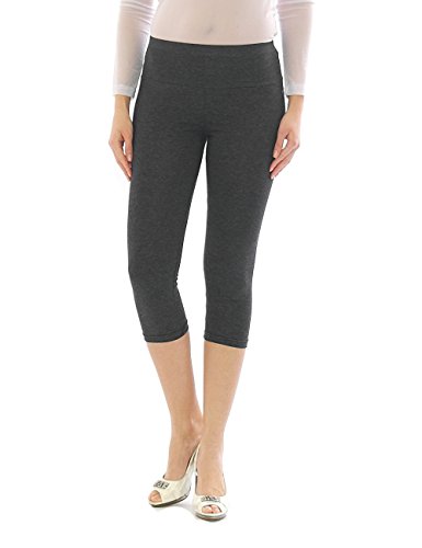 YESET Damen Capri 3/4 Leggings Leggins Baumwolle Hose Wäsche hoher Bund dunkelgrau L von YESET