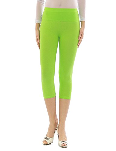 YESET Damen Capri 3/4 Leggings Leggins Baumwolle Hose Wäsche hoher Bund hellgrün S von YESET