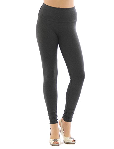 YESET Damen Leggings hoher Bund Lange Hose Leggins lang Baumwolle Wäsche dunkelgrau L von YESET