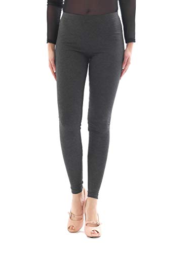 YESET Damen Leggings lang Hose Leggins Baumwolle hoher Bund mit Taschen dunkelgrau XL von YESET