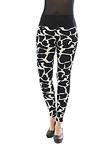 YESET Damen Leggings lang hoher Bund Hose Blickdicht Leo Leopard Giraffe-schwarz-8 L von YESET