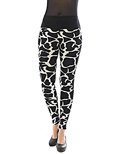 YESET Damen Leggings lang hoher Bund Hose Blickdicht Leo Leopard Giraffe-schwarz-8 XXXL von YESET