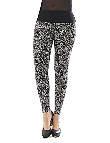 YESET Damen Leggings lang hoher Bund Hose Blickdicht Leo Leopard Leopard-grau-5 M von YESET