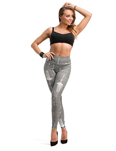 YESET Damen Leggings lang hoher Bund Hose Muster Leggins Stretch gekämmte Baumwolle Muster-11 M von YESET