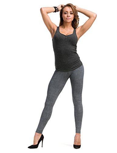 YESET Damen Leggings lang hoher Bund Hose Muster Leggins Stretch gekämmte Baumwolle Muster-5 M von YESET