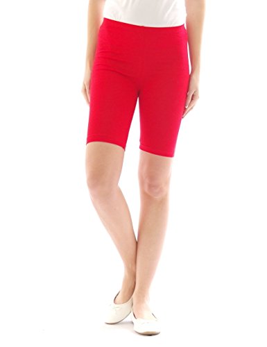 YESET Damen Sport Shorts Hotpants Sportshorts Radler Kurze Leggings Baumwolle rot L von YESET