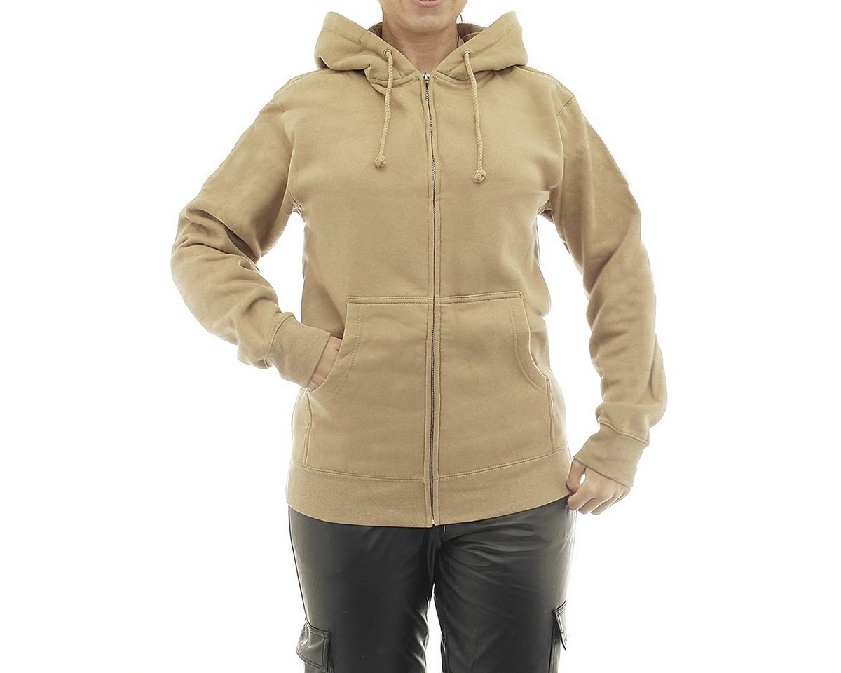 YESET Kapuzenpullover Damen Hoodie warm Fleece Kapuze Reißverschluss Zip Oversize 7177 beige von YESET