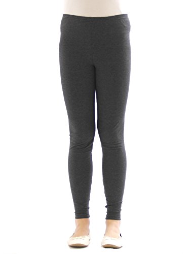 YESET Kinder Mädchen Leggings lang Blickdicht aus Baumwolle Hose Jungen Dunkelgrau 122 von YESET