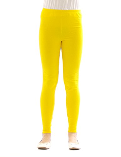 YESET Kinder Mädchen Leggings lang Blickdicht aus Baumwolle Hose Jungen Gelb 134 von YESET