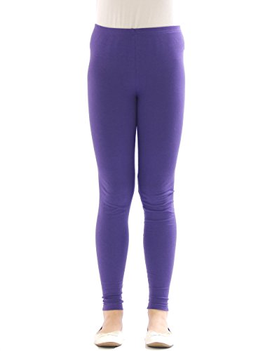 YESET Kinder Mädchen Leggings lang Blickdicht aus Baumwolle Hose Jungen Violett 110 von YESET