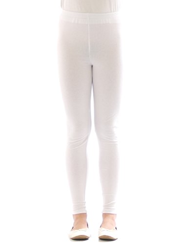 YESET Kinder Mädchen Leggings lang Blickdicht aus Baumwolle Hose Jungen Weiß 104 von YESET