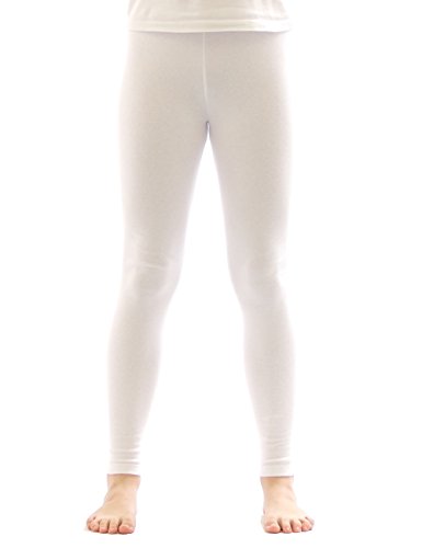 YESET Kinder Thermo Mädchen Leggings Fleece Hose lang Leggins aus Baumwolle Weiss 110 von YESET