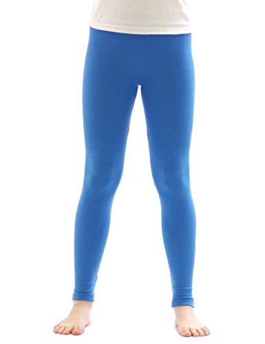 YESET Kinder Thermo Mädchen Leggings Fleece Hose lang Leggins aus Baumwolle blau 110 von YESET