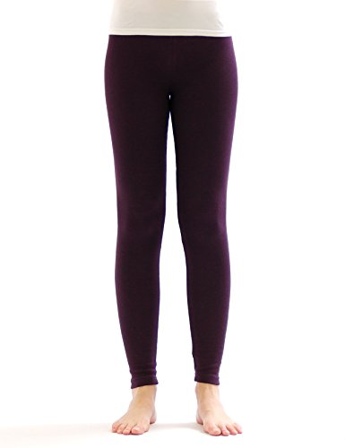 YESET Kinder Thermo Mädchen Leggings Fleece Hose lang Leggins aus Baumwolle dunkellila 128 von YESET