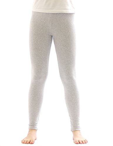 YESET Kinder Thermo Mädchen Leggings Fleece Hose lang Leggins aus Baumwolle hellgrau 134 von YESET