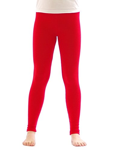 YESET Kinder Thermo Mädchen Leggings Fleece Hose lang Leggins aus Baumwolle rot 116 von YESET