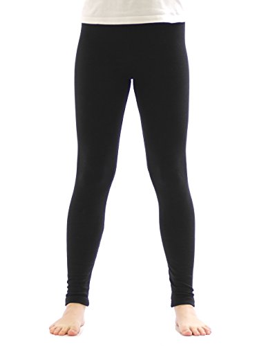 YESET Kinder Thermo Mädchen Leggings Fleece Hose lang Leggins aus Baumwolle schwarz 116 von YESET