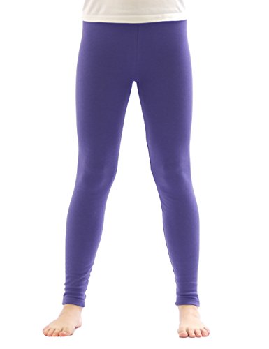 YESET Kinder Thermo Mädchen Leggings Fleece Hose lang Leggins aus Baumwolle violett 110 von YESET