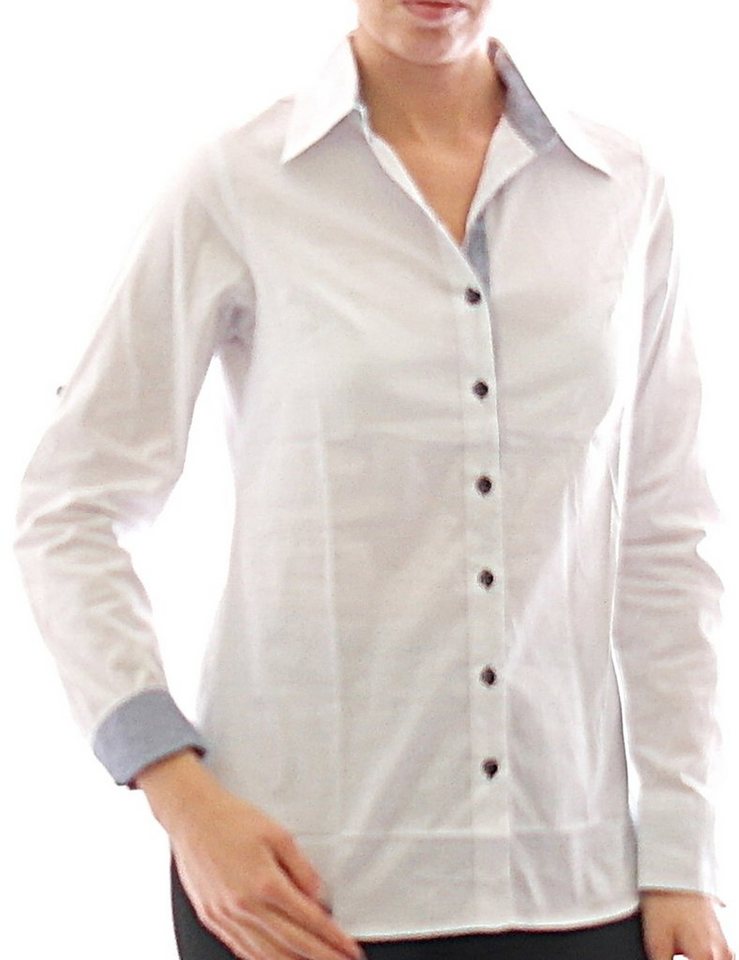 YESET Langarmhemd Damen Bluse Hemd Langarm Shirt Tunika Weiss Baumwolle 273 von YESET