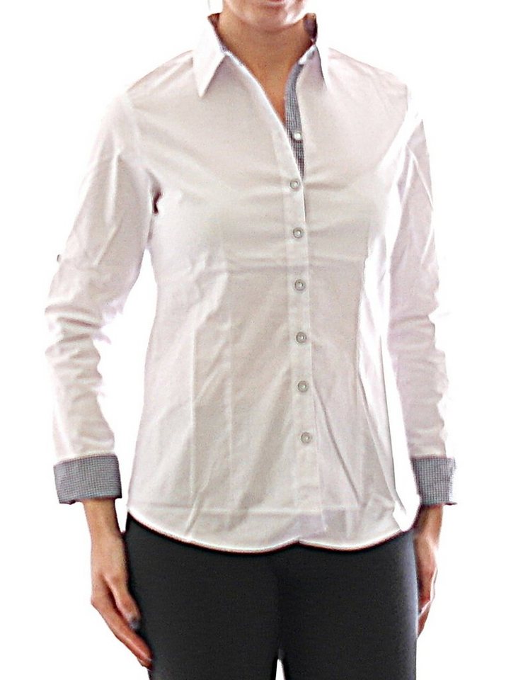 YESET Langarmhemd Damen Bluse Hemd Langarm Shirt Tunika Weiss Baumwolle 349 von YESET