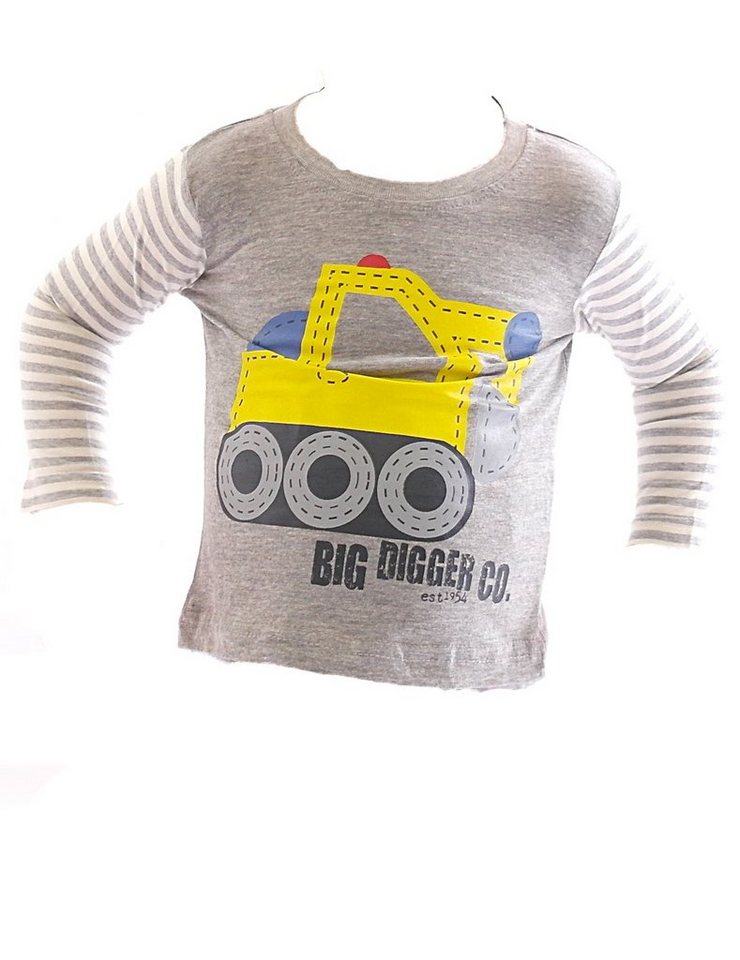 YESET Langarmshirt Kinder Baby Shirt Langarm Streifen Digger-5 von YESET