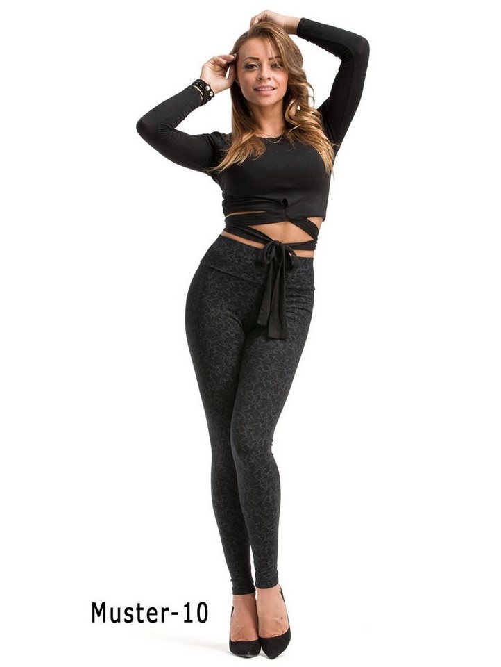 YESET Leggings Muster Leggings lang hoher Bund Hose gekämmte Baumwolle Damen gekämmte Baumwolle von YESET