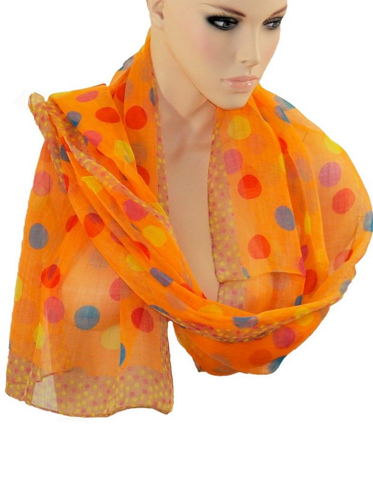 YESET Mütze & Schal Schal Tuch Punkte Muster Halstuch Rundschal Polyester 1,7m lang von YESET