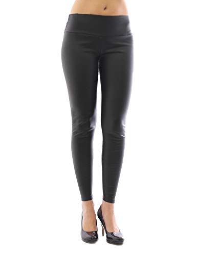 YESET New Leggings lang Lederimitat Treggings Kunstleder Matt hoher Bund Schwarz M von YESET