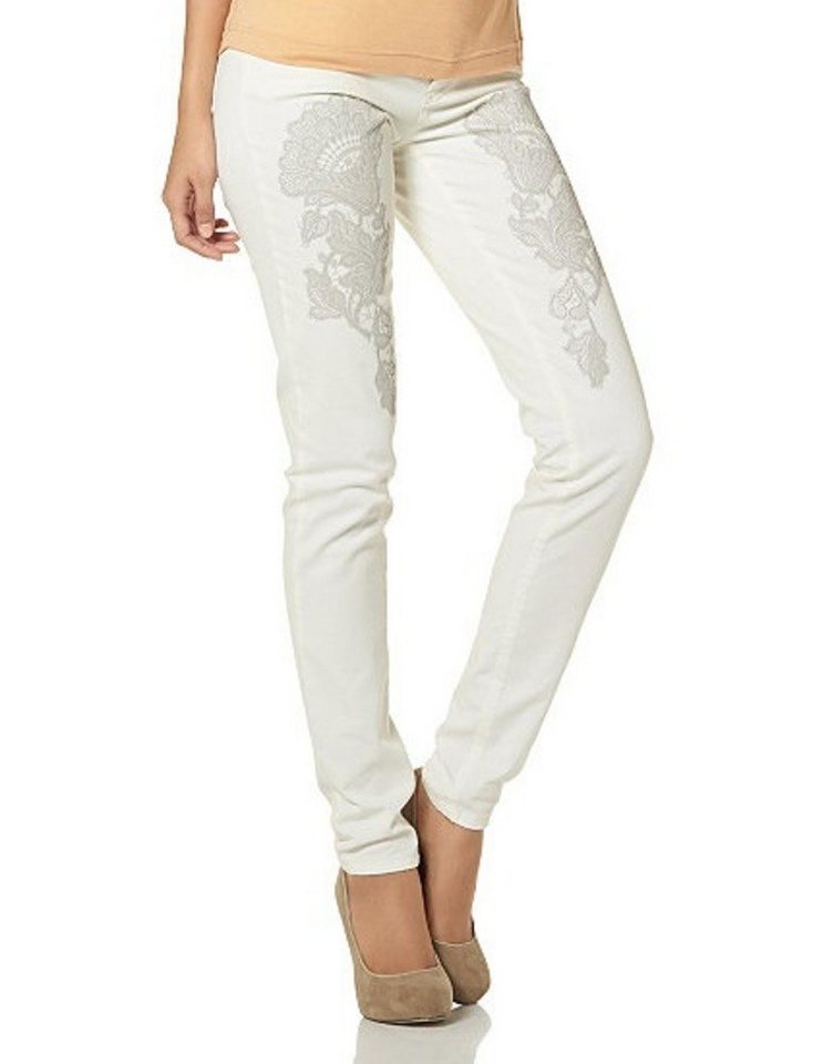 YESET Röhrenhose Damen Hose Röhrenhose Röhre Jeans Chino Stretch weiß 232002 425536 von YESET