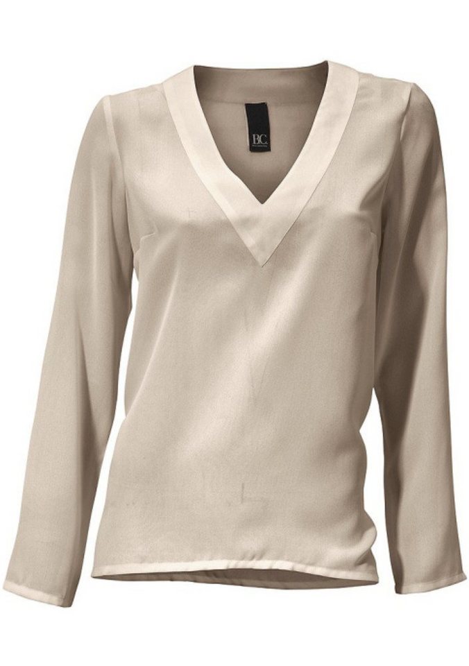 YESET Schlupfbluse Damen Schlupfbluse Bluse Shirt langarm Tunika taupe 091359 38 von YESET
