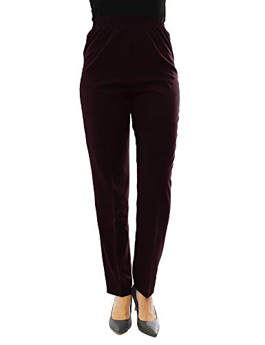 YESET Schlupfhose Damen Hose Baumwolle Dehnbund Business Classic braun 158 36/M von YESET