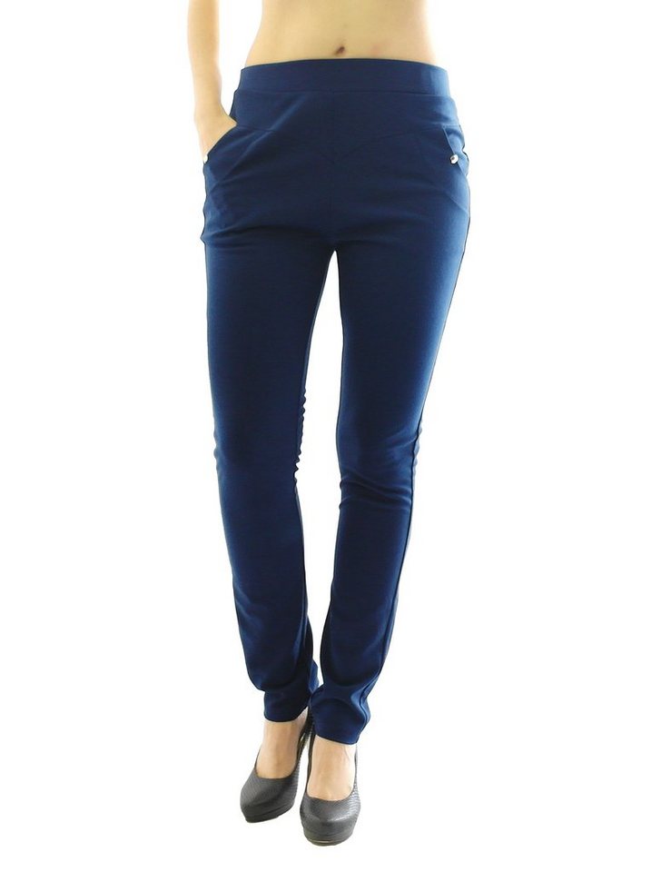 YESET Schlupfhose Elegante Hose lang Stretch Stretchhose Stoffhose dunkelblau 5XL mit Nieten und Taschen von YESET