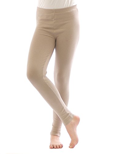 YESET Thermo Leggings Leggins Hose lang aus Baumwolle Fleece warm dick weich beige S von YESET