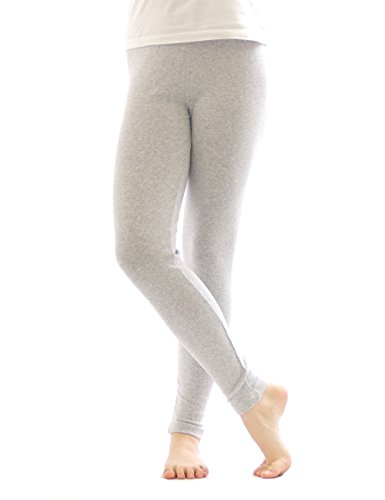 YESET Thermo Leggings Leggins Hose lang aus Baumwolle Fleece warm dick weich hellgrau L von YESET