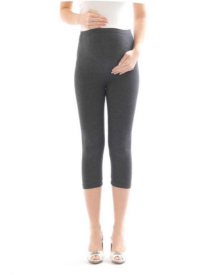 YESET Umstandshose Umstand Hose Capri 3/4 Umstandsleggings Baumwolle Dunkelgrau M von YESET