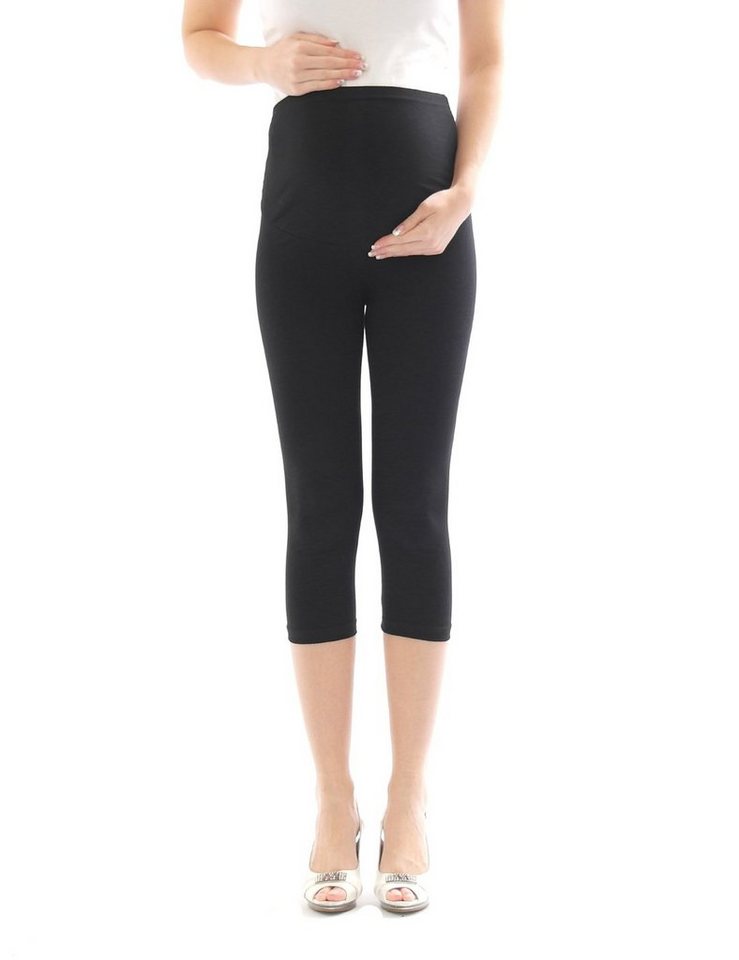 YESET Umstandshose Umstand Hose Capri 3/4 Umstandsleggings Baumwolle Schwarz M von YESET