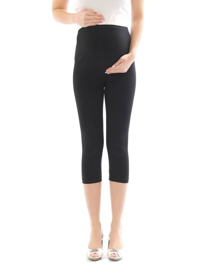 YESET Umstandshose Umstand Hose Capri 3/4 Umstandsleggings Baumwolle Schwarz XL von YESET