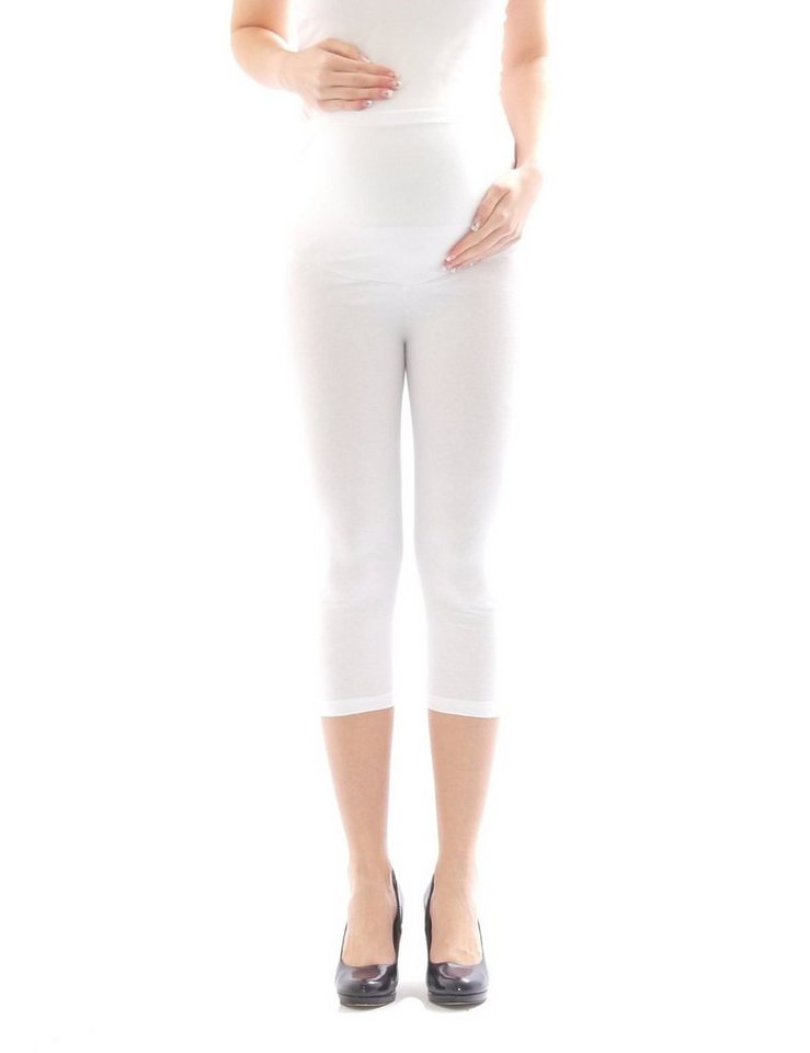 YESET Umstandshose Umstand Hose Capri 3/4 Umstandsleggings Baumwolle Weiß M von YESET