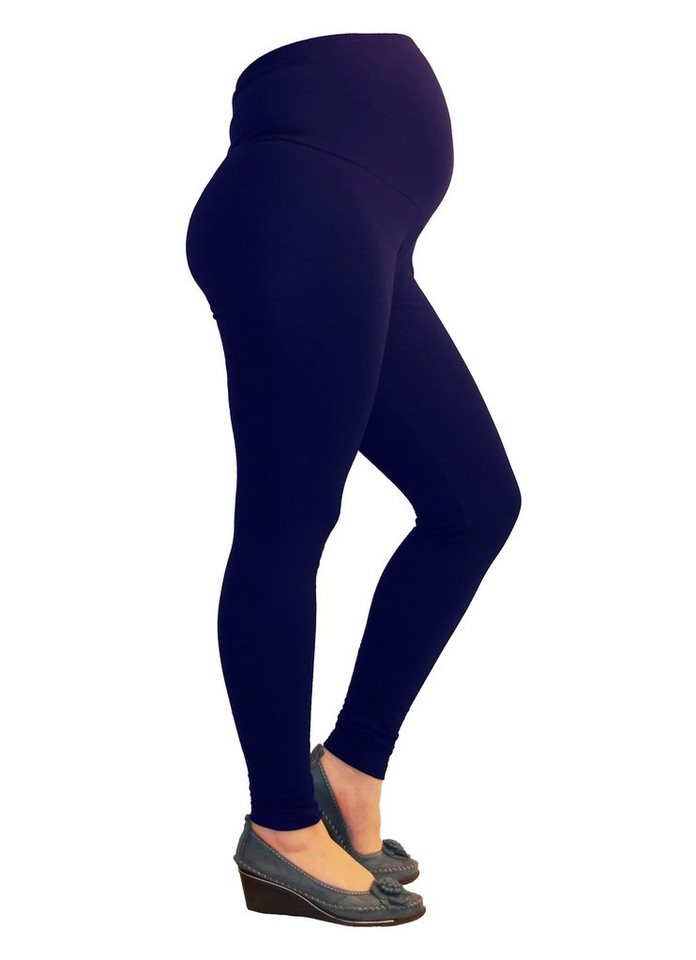 YESET Umstandsleggings Umstand Umstandsleggings lang aus Baumwolle Leggings Dunkelblau L - 40 Blickdicht von YESET