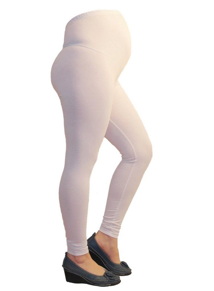 YESET Umstandsleggings Umstand Umstandsleggings lang aus Baumwolle Leggings Weiß L - 40 Blickdicht von YESET