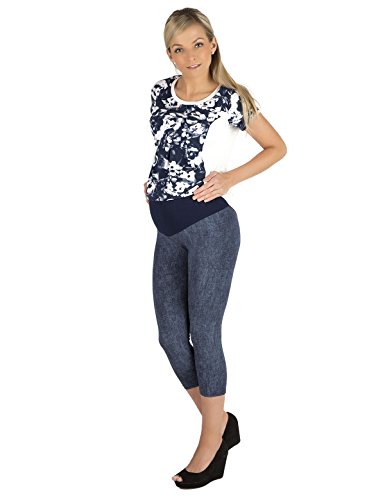 yeset Umstand Capri Hose 3/4 Muster Umstandshose Leggings Leggins gekämmte Baumwolle Muster-4 S von YESET