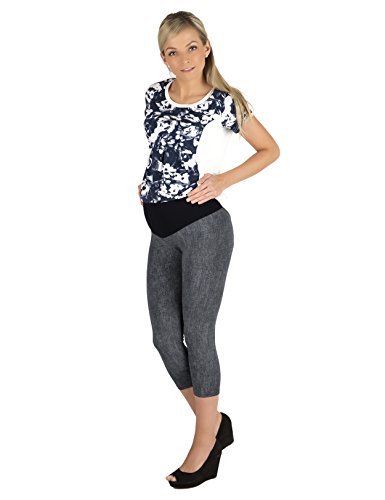 yeset Umstand Capri Hose 3/4 Muster Umstandshose Leggings Leggins gekämmte Baumwolle Muster-5 M von YESET