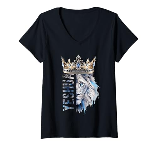 Damen Yeshua LÖWE T-Shirt mit V-Ausschnitt Damen Yeshua LÖWE T-Shirt mit V-Ausschnitt von YESHUA LÖWE DESIGNS