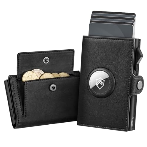 YESIIW Portmonee Herren Apple Airtag Slim Wallet Herren Geldbörse Air Tag Wallet mit XL Münzfach Kartenetui Herren Kartenhalter Geldbeutel Herren Smart Wallets for Men mit RFID Schutz 2×ID-Fenster von YESIIW