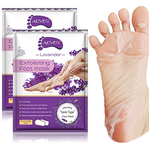 Fußmaske, 2er Pack Hornhaut Und Kallus-Entferner - Peeling-Abzieh-Schwielen Für Abgestorbene Haut - Baby Soft Smooth Touch Feet Für Männer Und Frauen (Lavendel) von GRTLPOK