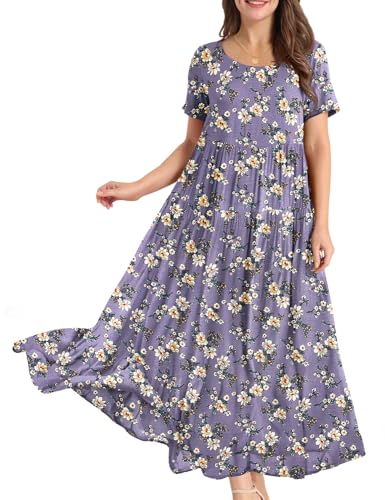 YESNO Damen Kleider Freizeit Lose Sommerkleid Lang Boho Maxikleid für Rundhals Strandkleid Blumenkleid S EJFDE CR8 YESNO Damen Kleider Freizeit Lose Sommerkleid Lang Boho Maxikleid für Rundhals Strandkleid Blumenkleid S EJFDE CR8 von YESNO