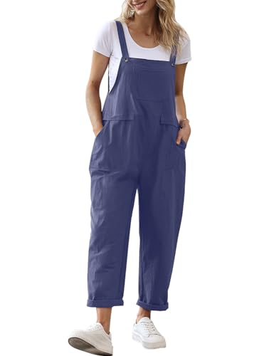 YESNO Damen Latzhose Sommer Oversize Trägerhose Beiläufig Loose Bib Pants Overall Baggy Jumpsuit Strampler Sommerhose mit Träger PV9DE von YESNO