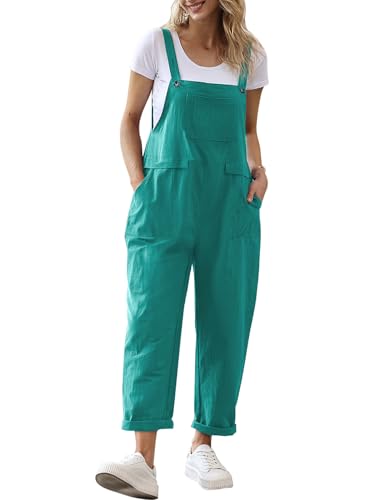 YESNO Damen Latzhose Sommer Oversize Trägerhose Beiläufig Loose Bib Pants Overall Baggy Jumpsuit Strampler Sommerhose mit Träger PV9DE von YESNO